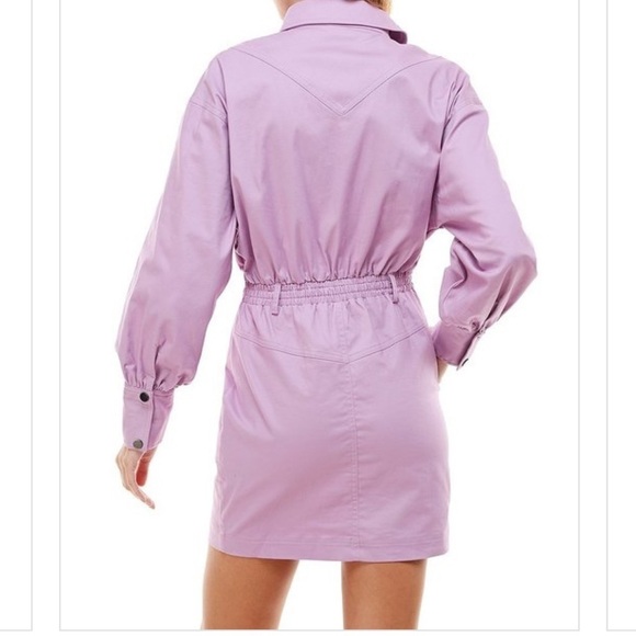 TCEC lilac light purple buttoned down elastic waist shirt mini dress Sz M - Picture 9 of 9